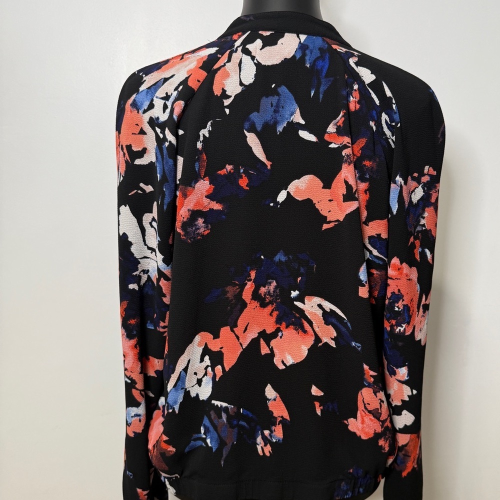 Apt. 9 Black and Coral Floral Bomber Jacket - Picture 5 of 6